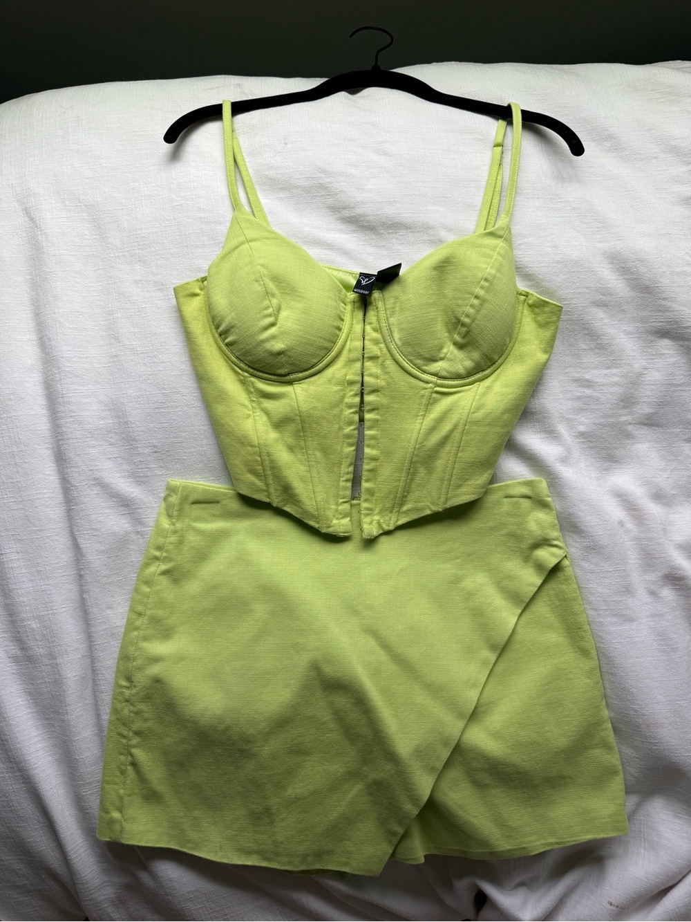 Windsor Lime Green Corset Top & Wrap Skirt Set